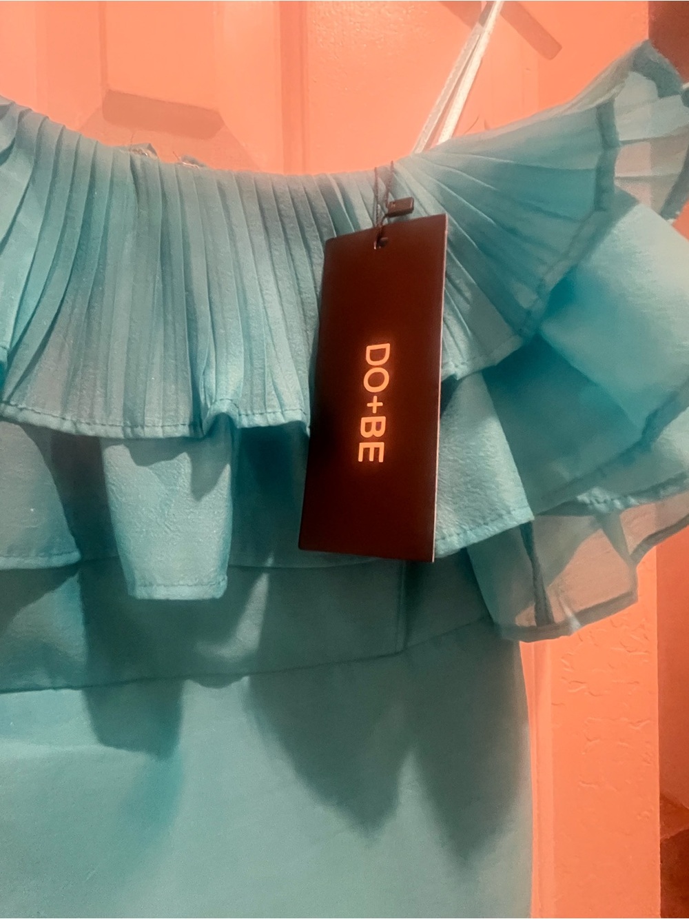 DO+BE Teal Ruffled Off-Shoulder Mini Dress - Picture 4 of 4